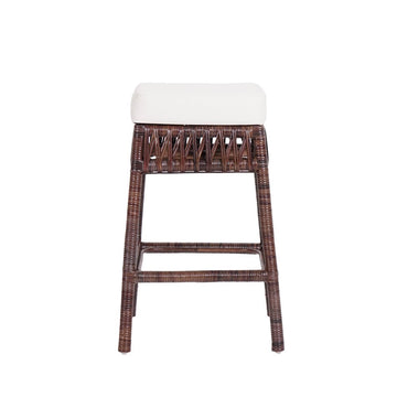 Bali Rustic Bohemian Hyacinth/Wood Backless Counter Stool - JONATHAN Y